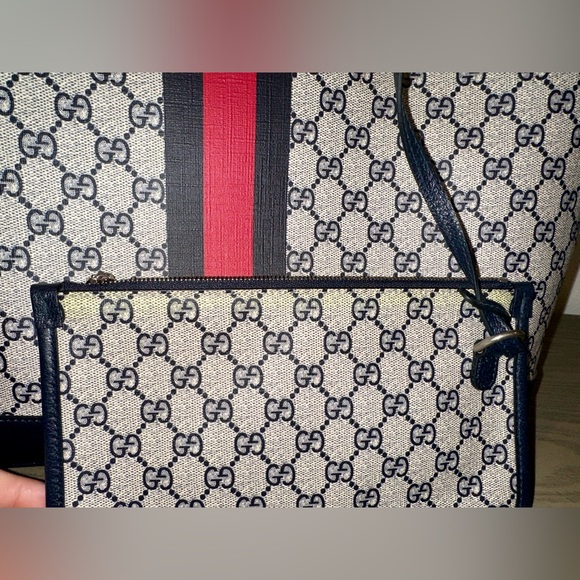 Gucci Ophidia GG Large Tote In Beige and Blue Supreme - Picture 6 of 15